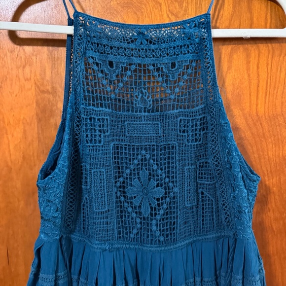 Free People Blue Emily Crocheted Illusion Fit & Flare Dress - Picture 5 of 10